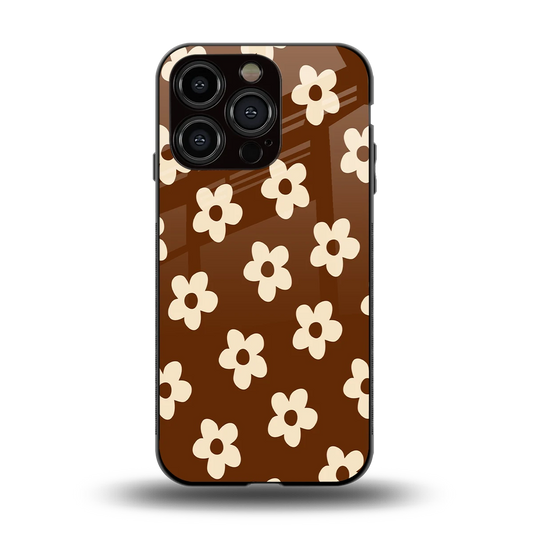 Brown Flowers back phone cover | glass case for iphone 13 pro