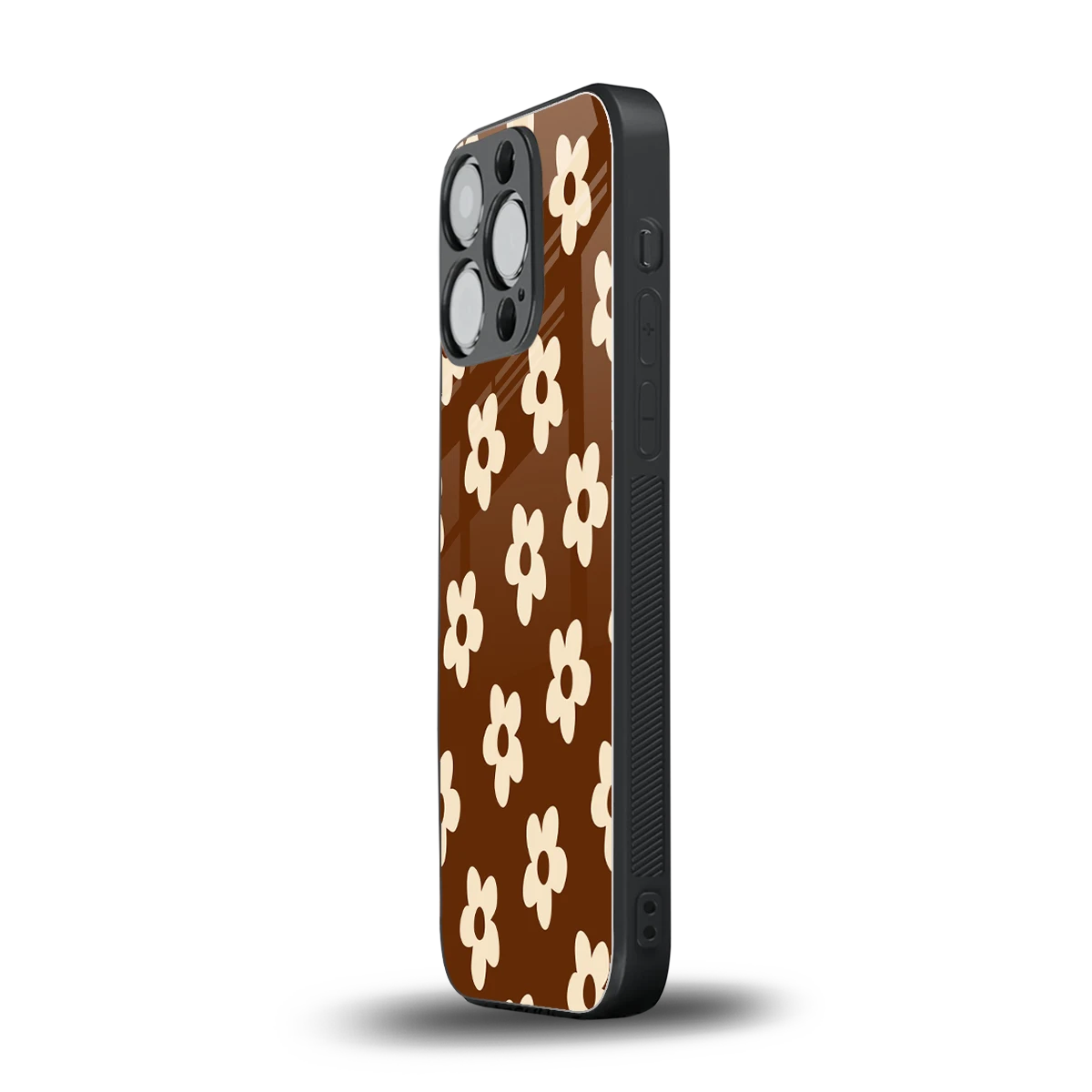 Brown Flowers iphone 13 pro mobile cover | shockproof glass phone case