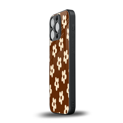 Brown Flowers iphone 13 pro mobile cover | shockproof glass phone case