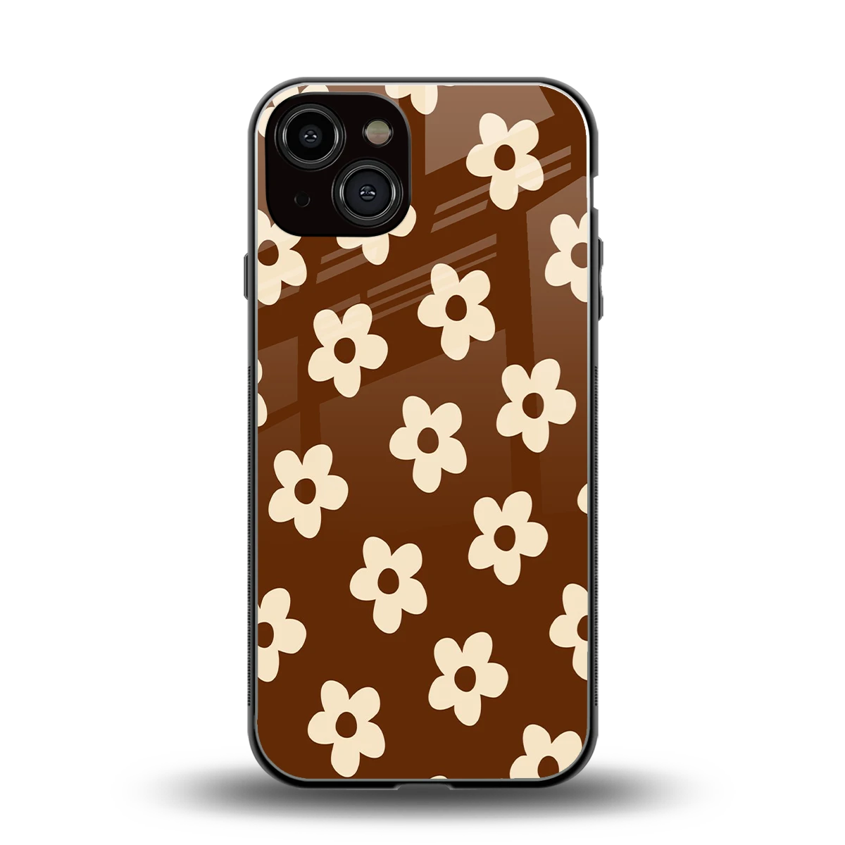 Brown Flowers back phone cover | glass case for iphone 14