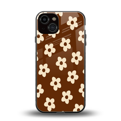 Brown Flowers back phone cover | glass case for iphone 14