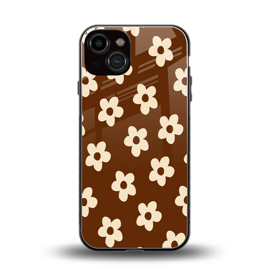 Brown Flowers back phone cover | glass case for iphone 14