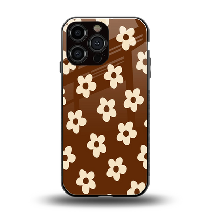 Brown Flowers back phone cover | glass case for iphone 15 pro max