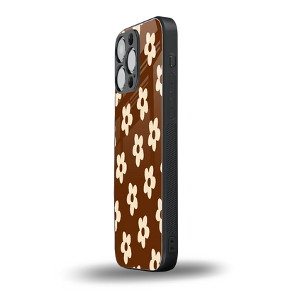 Brown Flowers iphone 16 pro max mobile cover | shockproof glass phone case