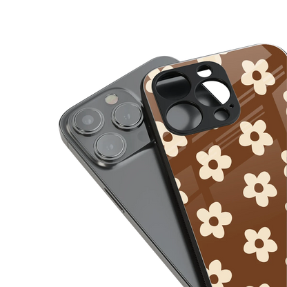 Brown Flowers stylish phone case for iphone 13 mini | glossy glass and slim fit