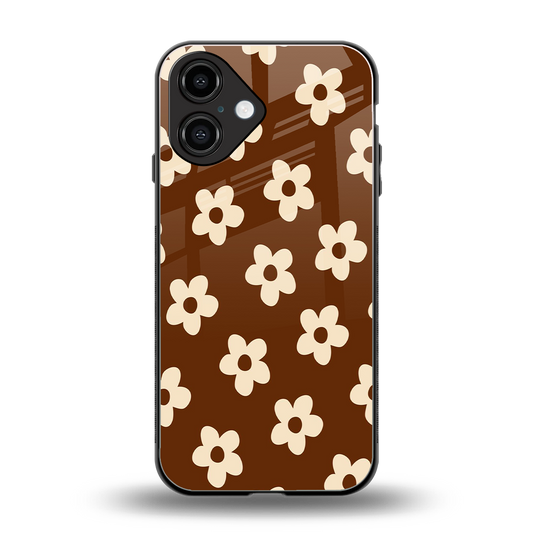 Brown Flowers Phone Case for Iphone 16 | Glass Case
