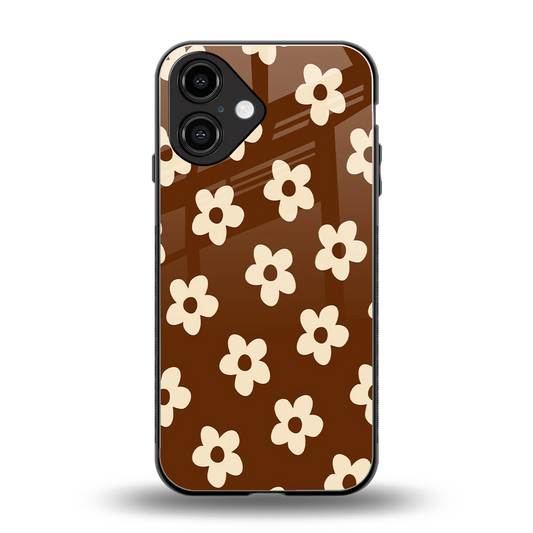 Brown Flowers back phone cover | glass case for iphone 16