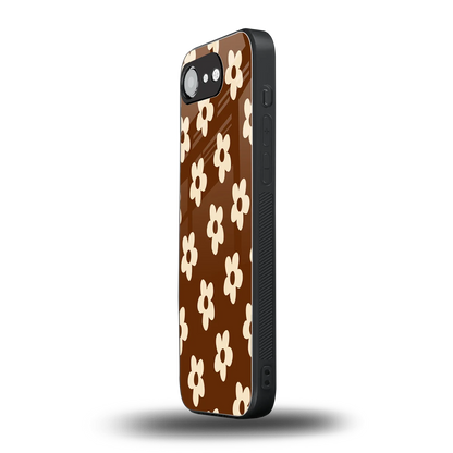 Brown Flowers iphone 16e mobile cover | shockproof glass phone case