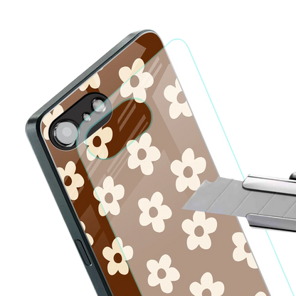 Brown Flowers stylish phone case for iphone 16e | glossy glass and slim fit