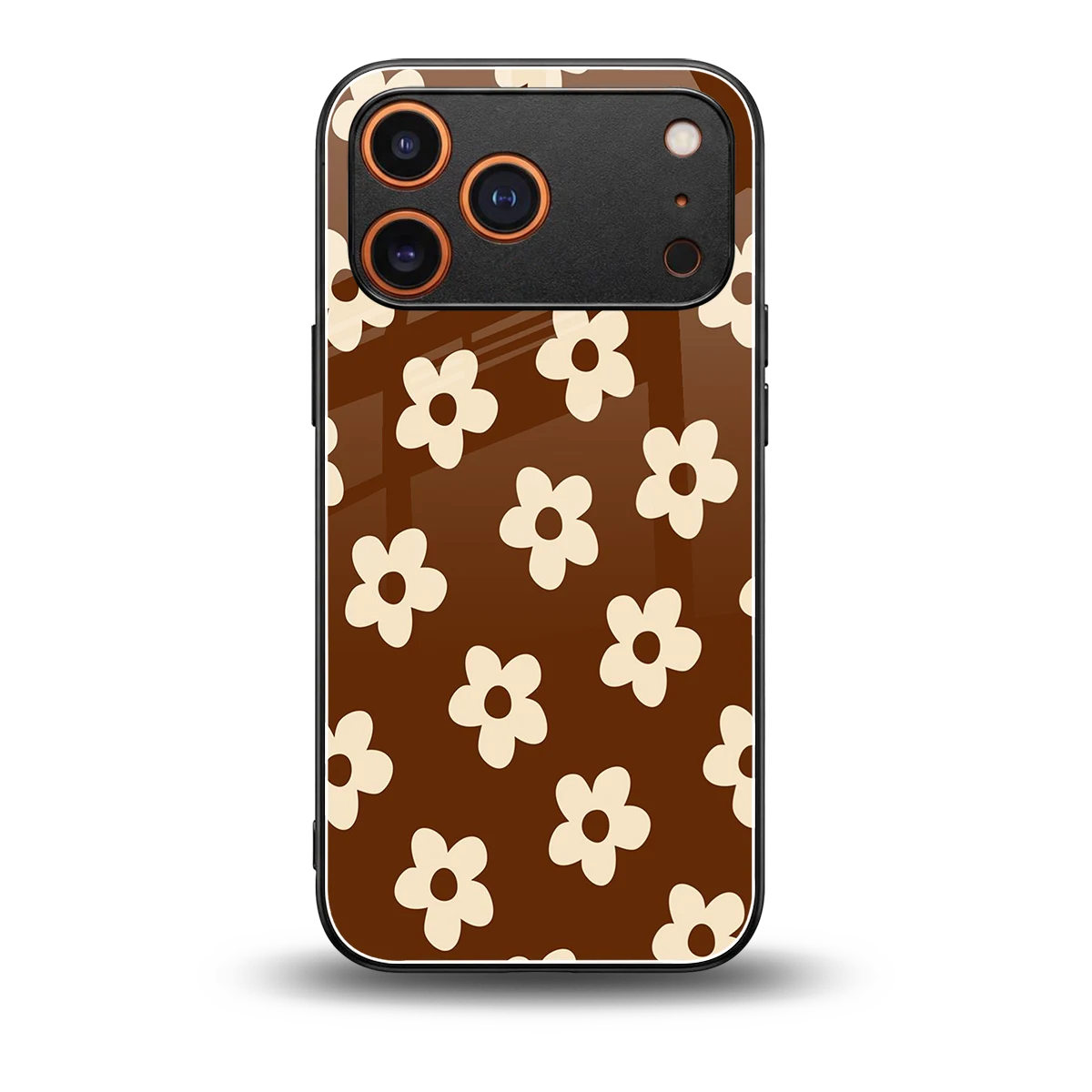 Brown Flowers back phone cover | glass case for iphone 17 pro max
