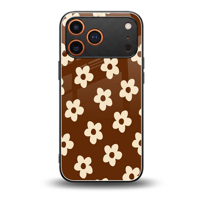 Brown Flowers back phone cover | glass case for iphone 17 pro max