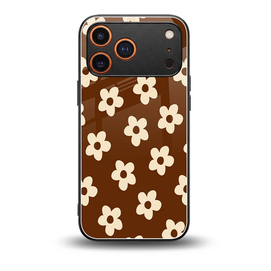 Brown Flowers back phone cover | glass case for iphone 17 pro max