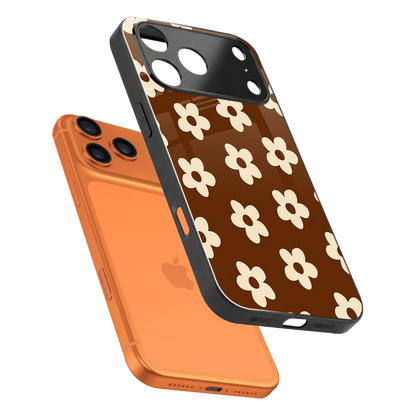 Brown Flowers sleek iphone 17 pro max cover with tempered glass back and TPU edges