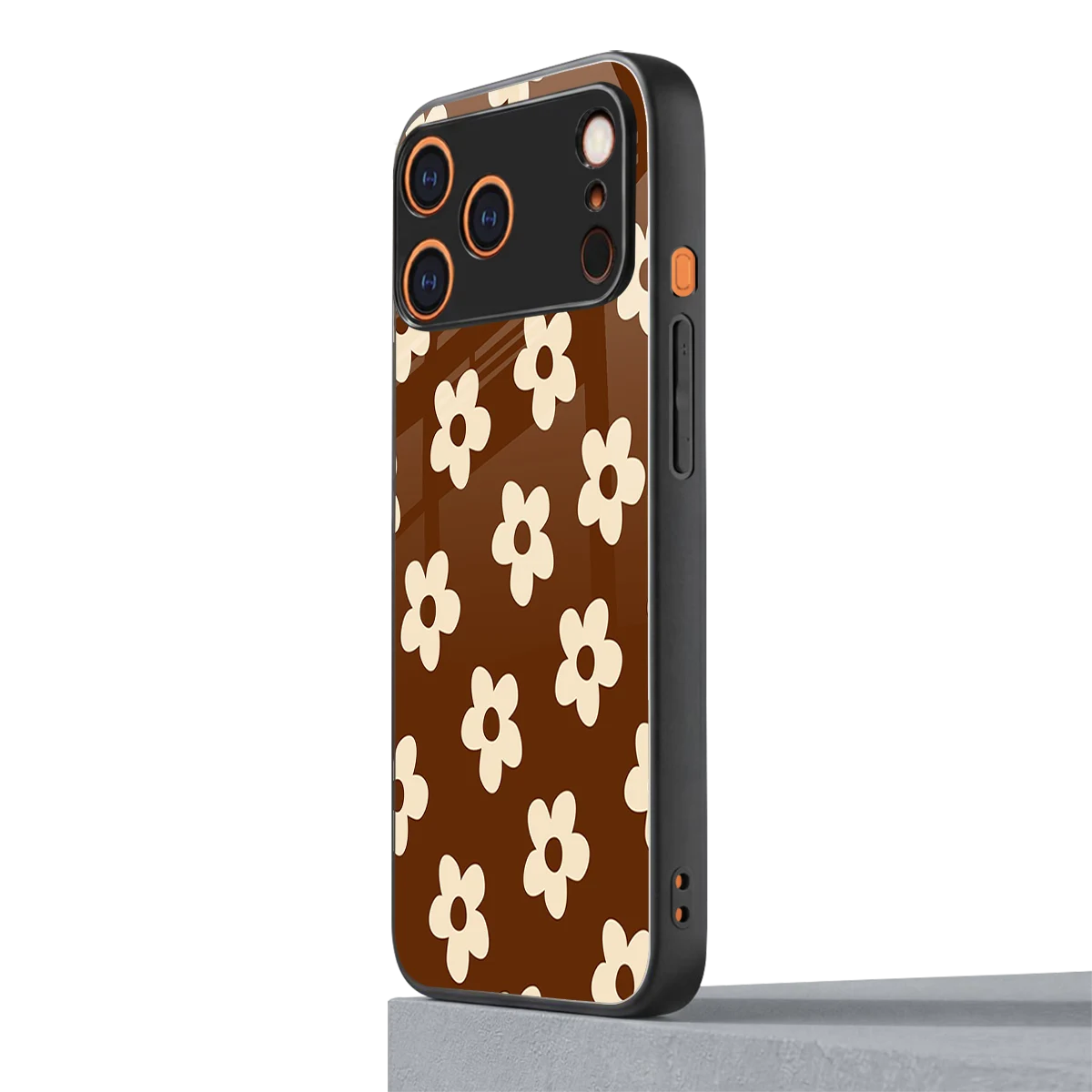 Brown Flowers iphone 17 pro max mobile cover | shockproof glass phone case