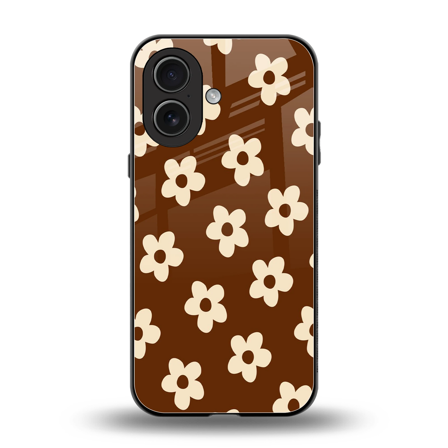 Brown Flowers back phone cover | glass case for iphone 17