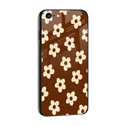 Brown Flowers sleek iphone 6s cover with tempered glass back and TPU edges