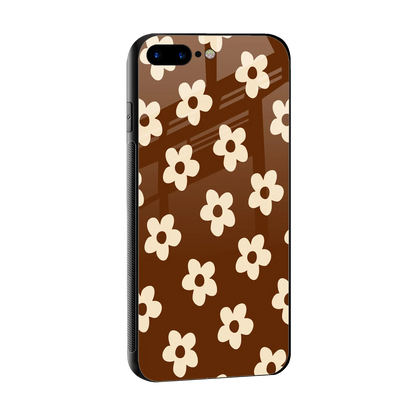 Brown Flowers sleek iphone 8 plus cover with tempered glass back and TPU edges