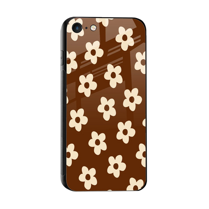 Brown Flowers sleek iphone 7 cover with tempered glass back and TPU edges