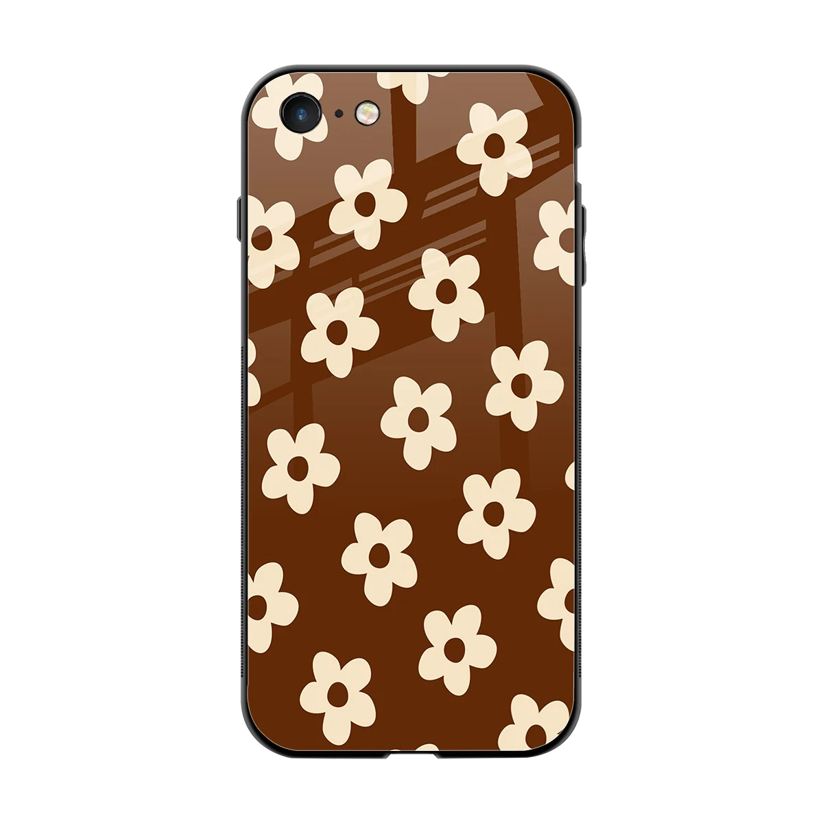 Brown Flowers back phone cover | glass case for iphone 7