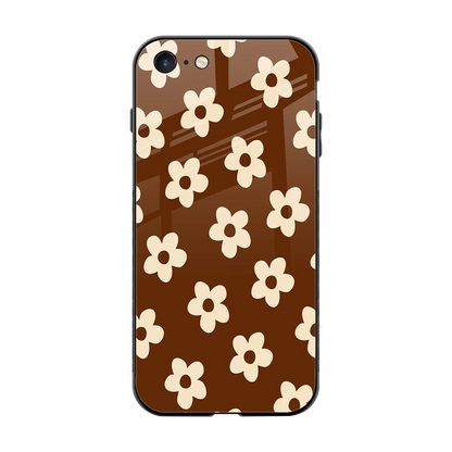Brown Flowers back phone cover | glass case for iphone 7