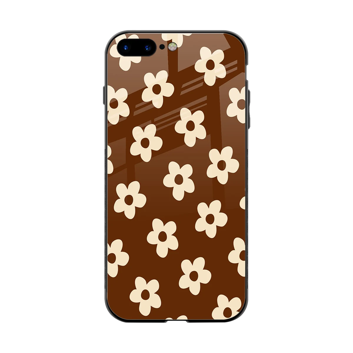 Brown Flowers back phone cover | glass case for iphone 8 plus