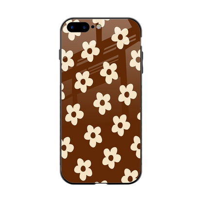 Brown Flowers back phone cover | glass case for iphone 8 plus