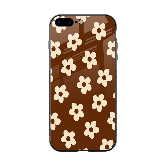 Brown Flowers back phone cover | glass case for iphone 8 plus