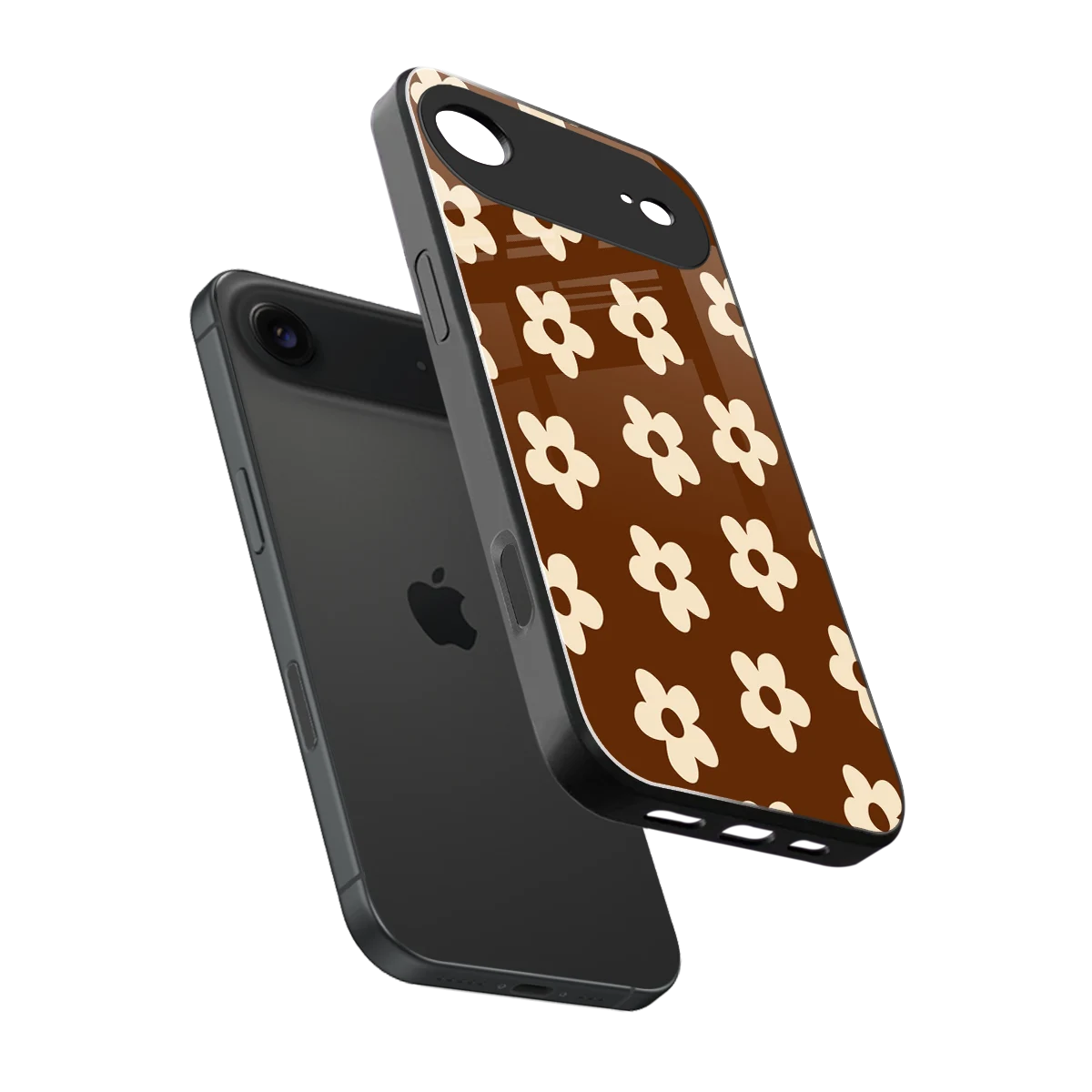 Brown Flowers sleek iphone air cover with tempered glass back and TPU edges