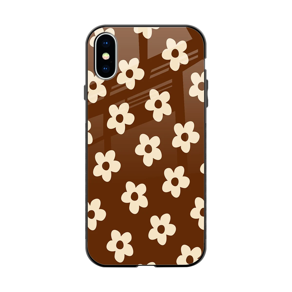 Brown Flowers back phone cover | glass case for iphone x