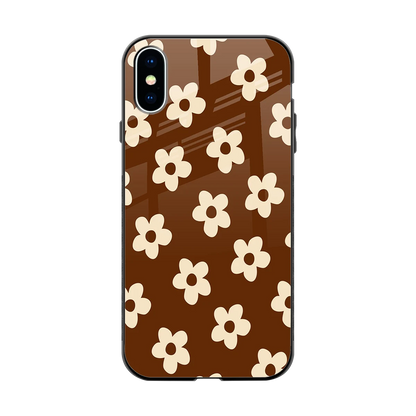 Brown Flowers back phone cover | glass case for iphone x
