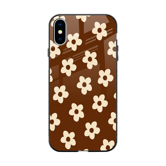 Brown Flowers back phone cover | glass case for iphone xs