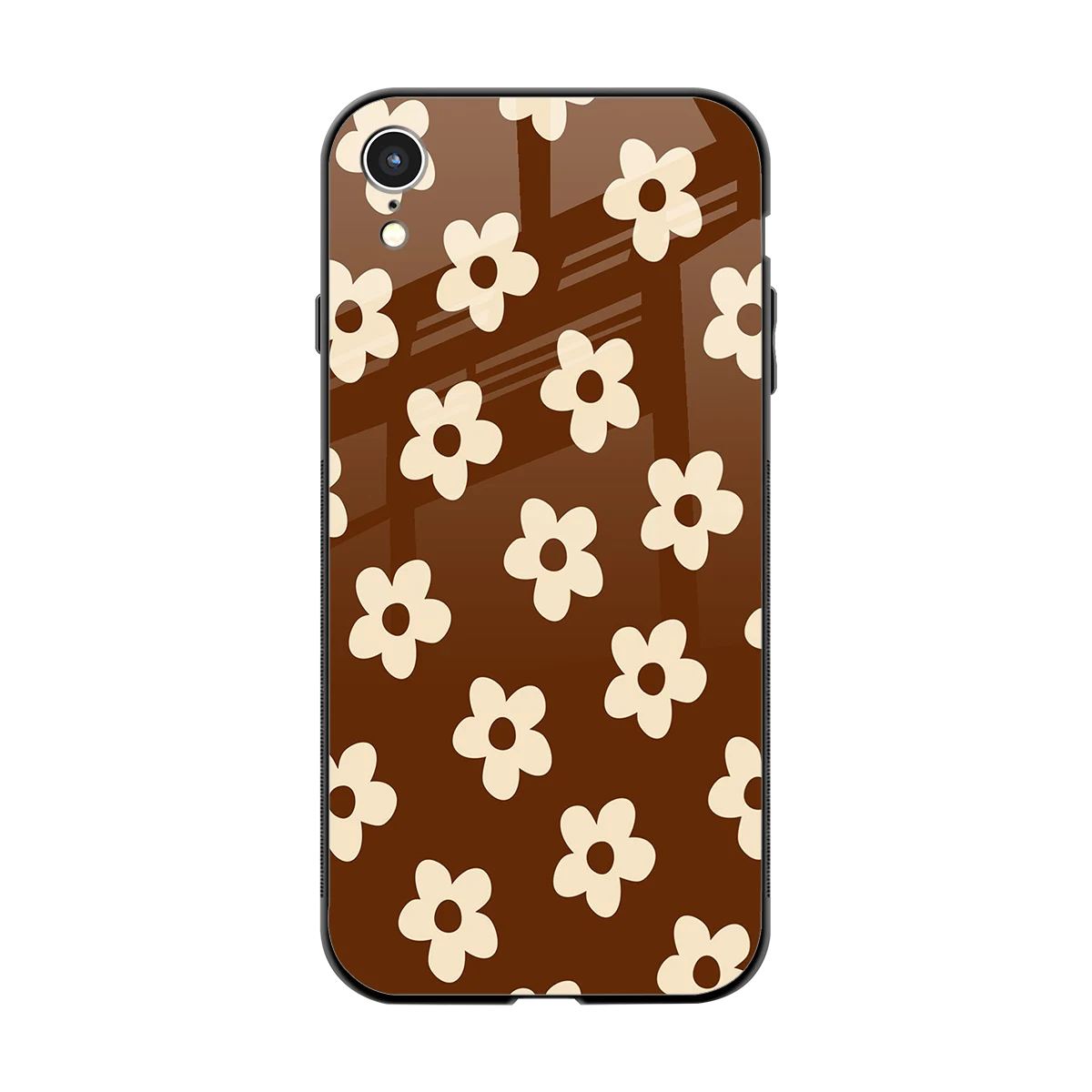 Brown Flowers back phone cover | glass case for iphone xr