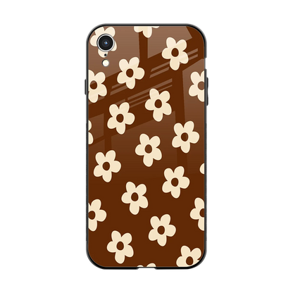 Brown Flowers back phone cover | glass case for iphone xr