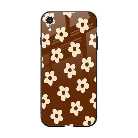 Brown Flowers back phone cover | glass case for iphone xr