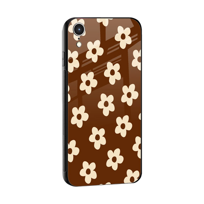 Brown Flowers sleek iphone xr cover with tempered glass back and TPU edges