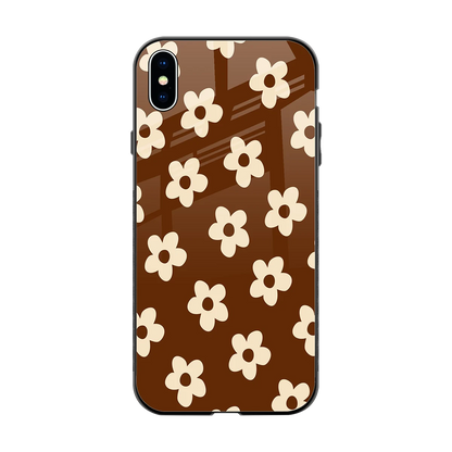 Brown Flowers back phone cover | glass case for iphone xs max