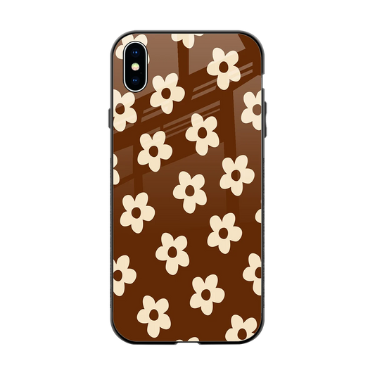 Brown Flowers back phone cover | glass case for iphone xs max