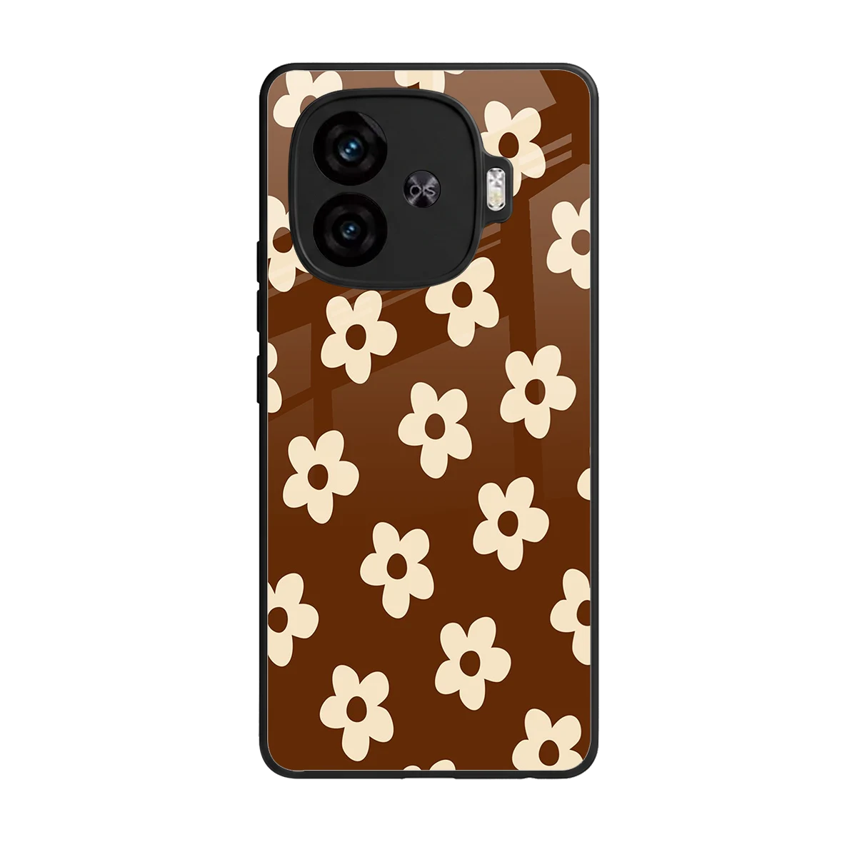 Brown Flowers back phone cover | glass case for iqoo neo 10r 5g