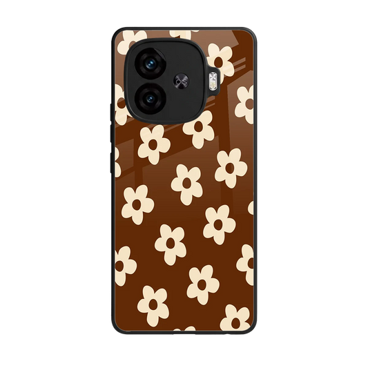 Brown Flowers back phone cover | glass case for iqoo neo 10r 5g
