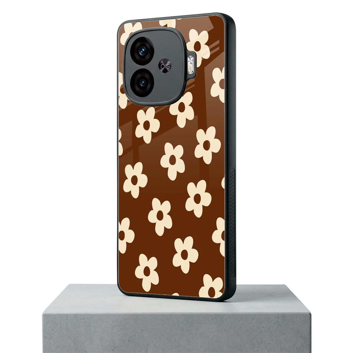 Brown Flowers iqoo neo 10r 5g mobile cover | shockproof glass phone case