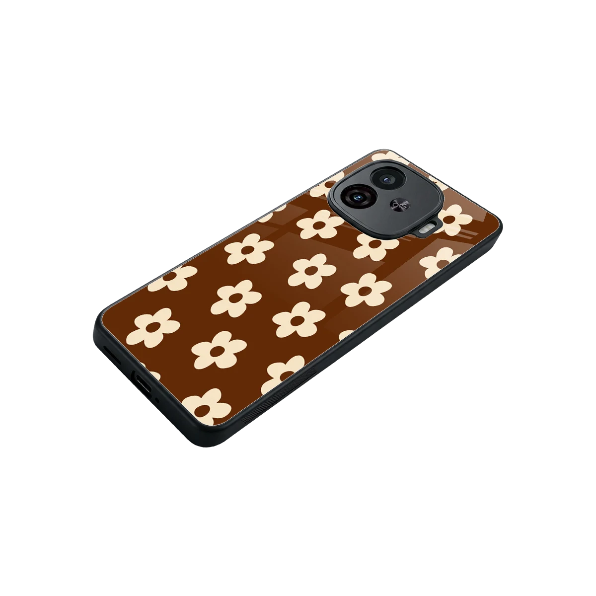 Brown Flowers stylish phone case for iqoo neo 10r 5g | glossy glass and slim fit