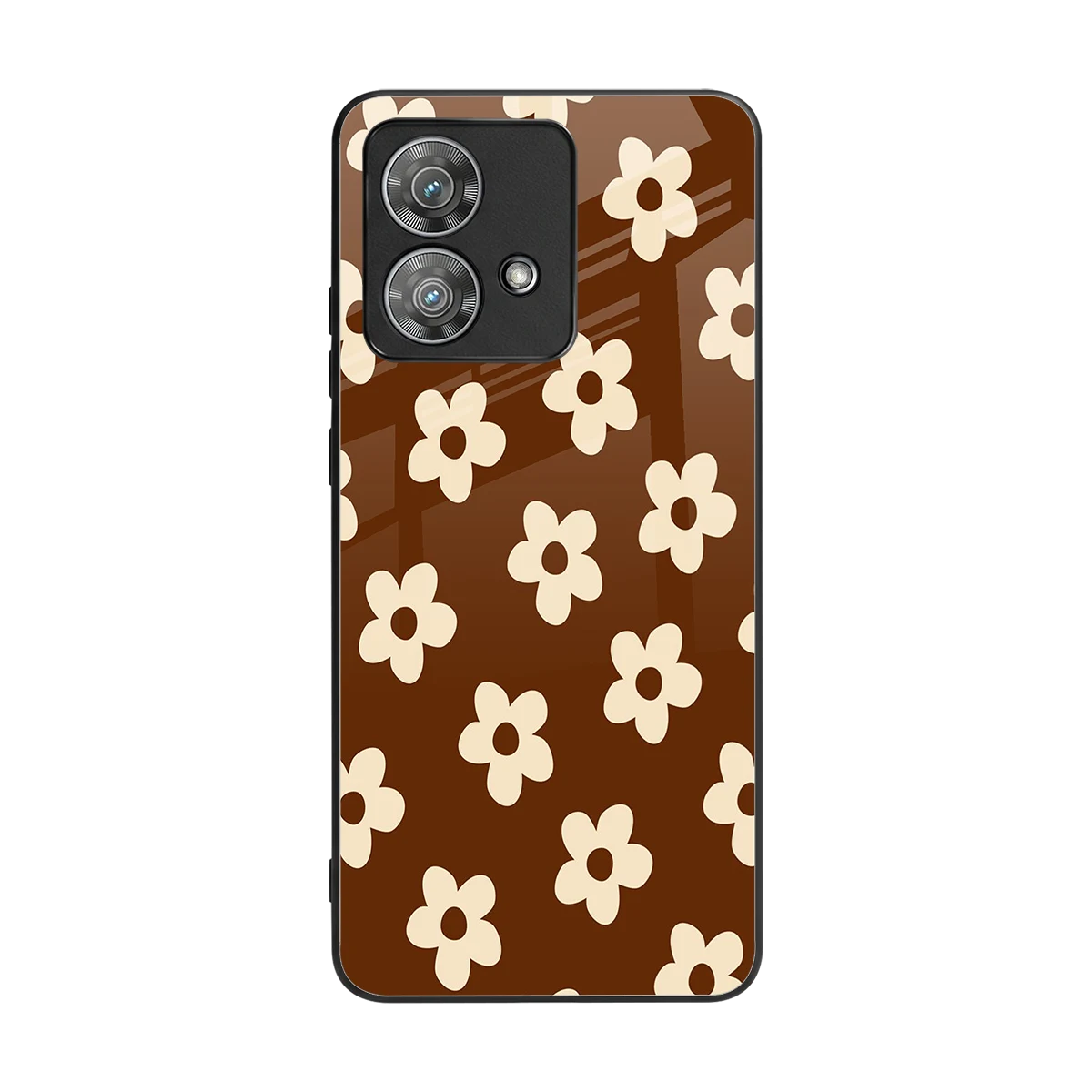 Brown Flowers back phone cover | glass case for motorola edge 40 neo 5g