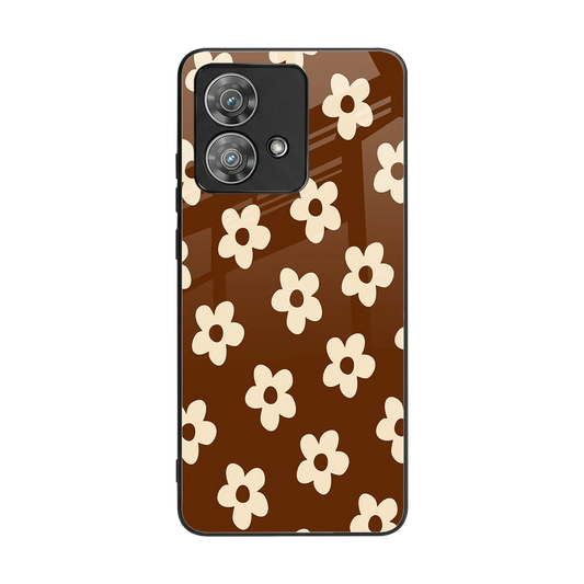 Brown Flowers back phone cover | glass case for motorola edge 40 neo 5g