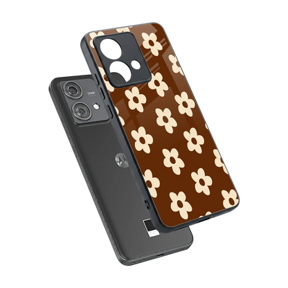 Brown Flowers sleek motorola edge 40 neo 5g cover with tempered glass back and TPU edges