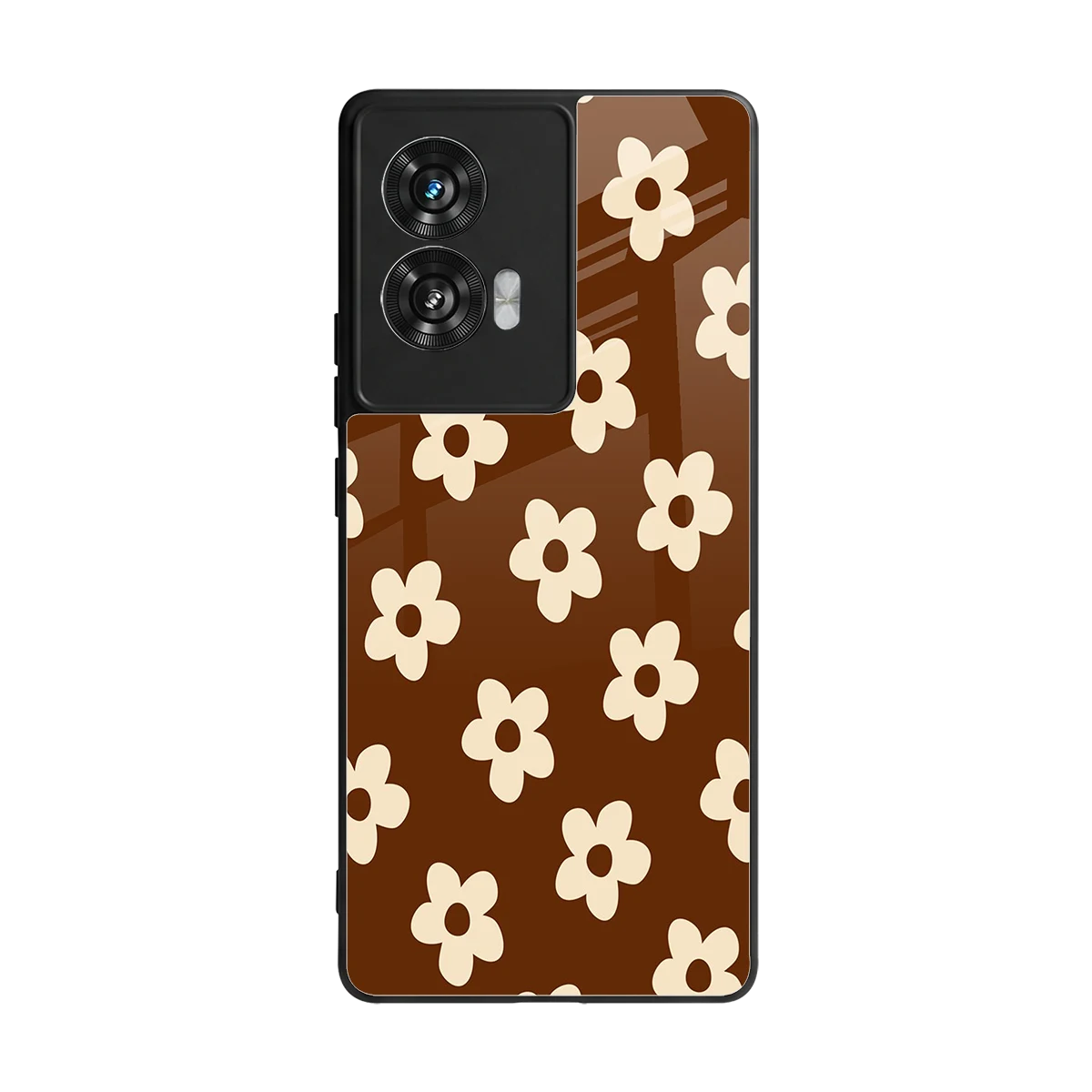Brown Flowers back phone cover | glass case for motorola edge 50 fusion