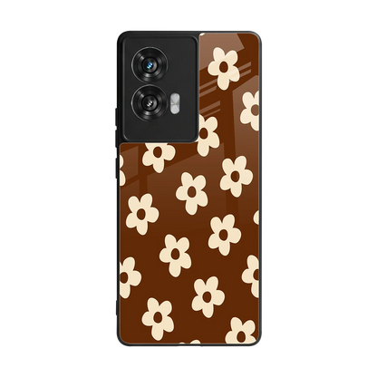 Brown Flowers back phone cover | glass case for motorola edge 50 fusion