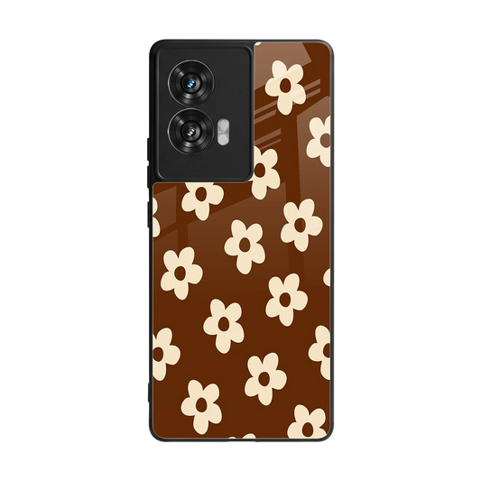 Brown Flowers back phone cover | glass case for motorola edge 50 fusion