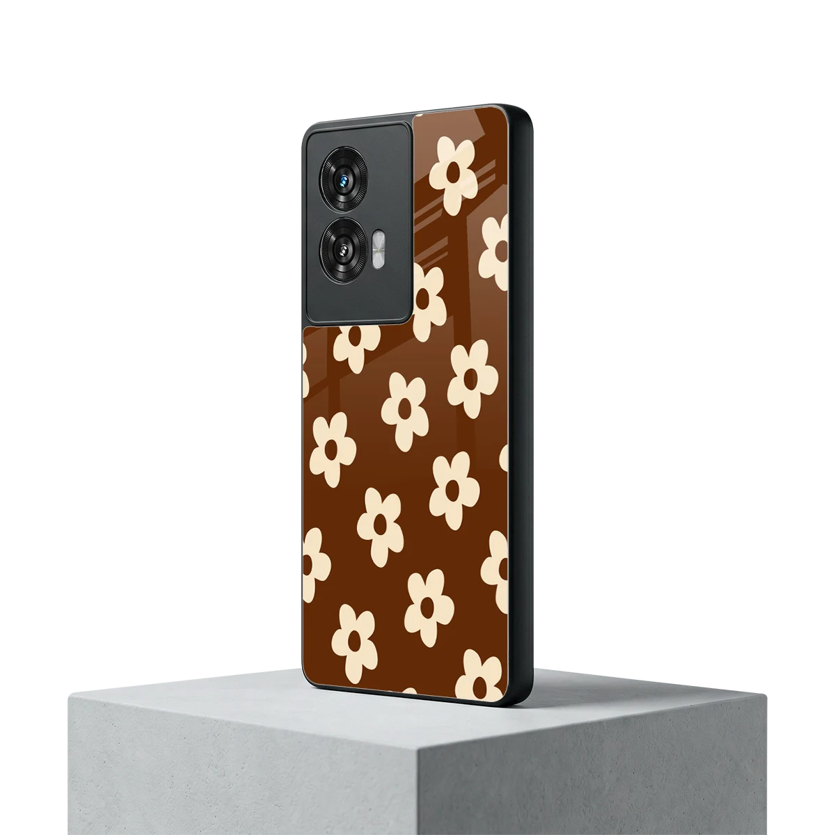 Brown Flowers motorola edge 50 fusion mobile cover | shockproof glass phone case