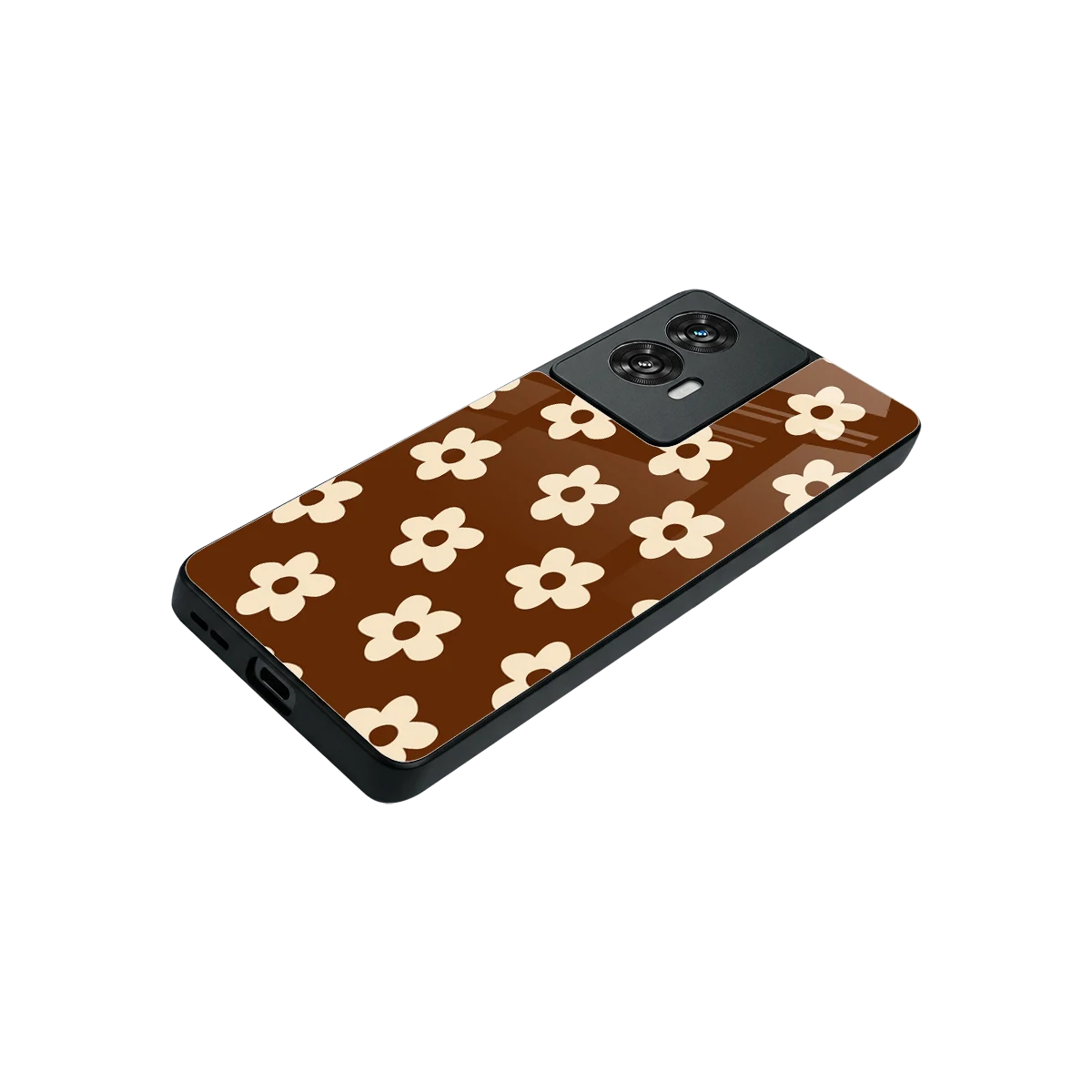 Brown Flowers stylish phone case for motorola edge 50 fusion | glossy glass and slim fit