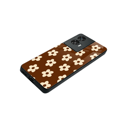 Brown Flowers stylish phone case for motorola edge 50 fusion | glossy glass and slim fit